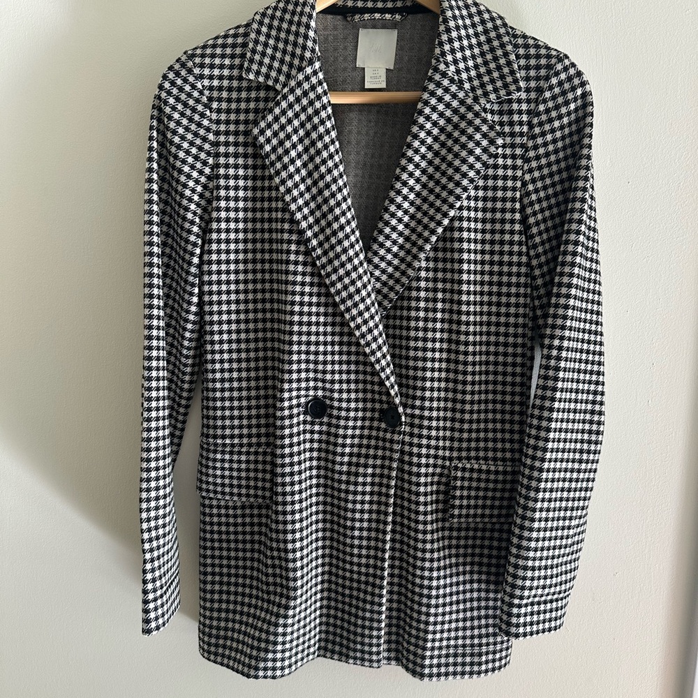 H&M Black and White Checkered Blazer